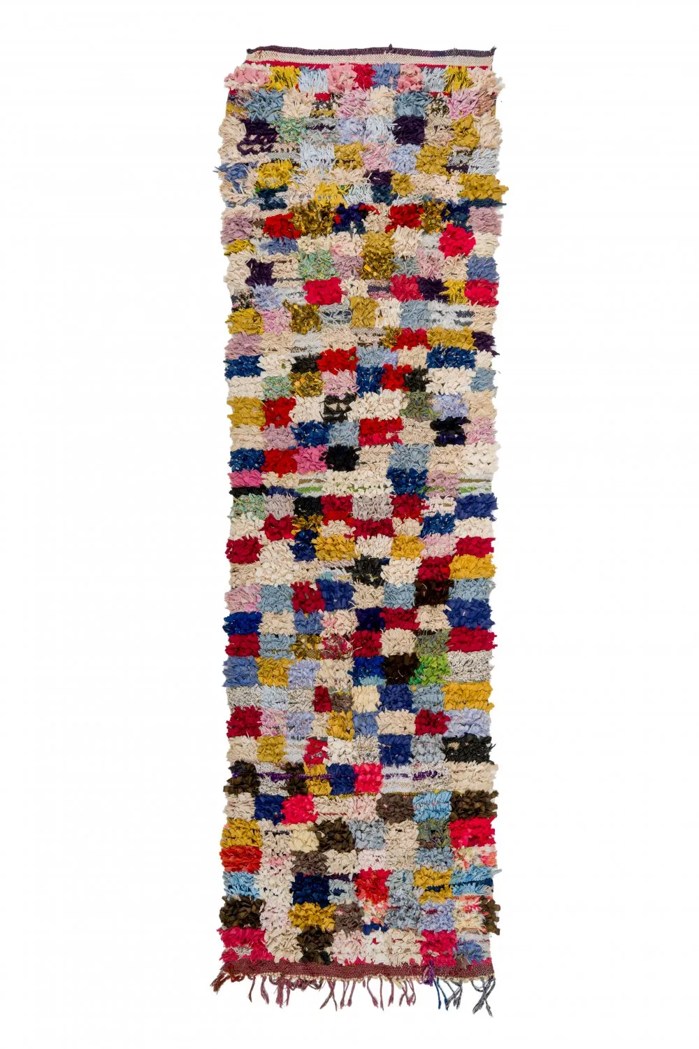 Marokkolainen Kilim matto Boucherouite 380 x 105 cm