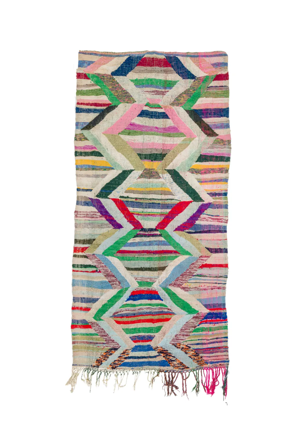 Marokkolainen Kilim matto Boucherouite 145 x 295 cm