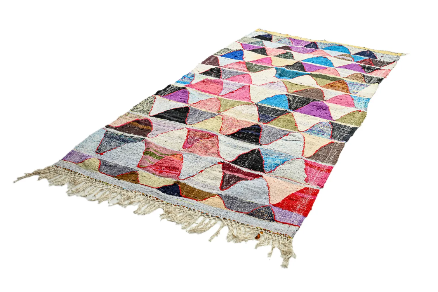 Marokkolainen Kilim matto Boucherouite 135 x 275 cm