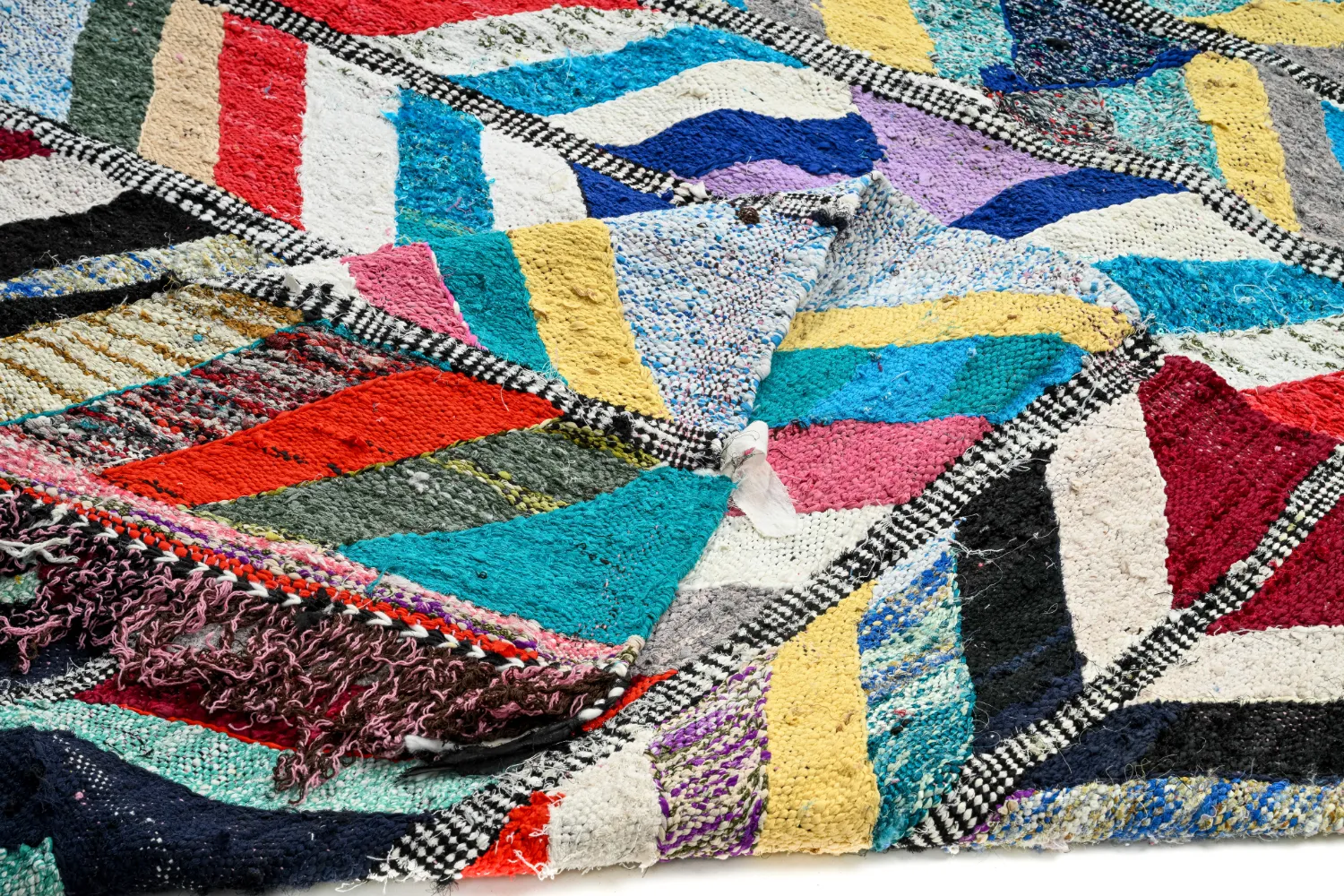 Marokkolainen Kilim matto Boucherouite 150 x 320 cm