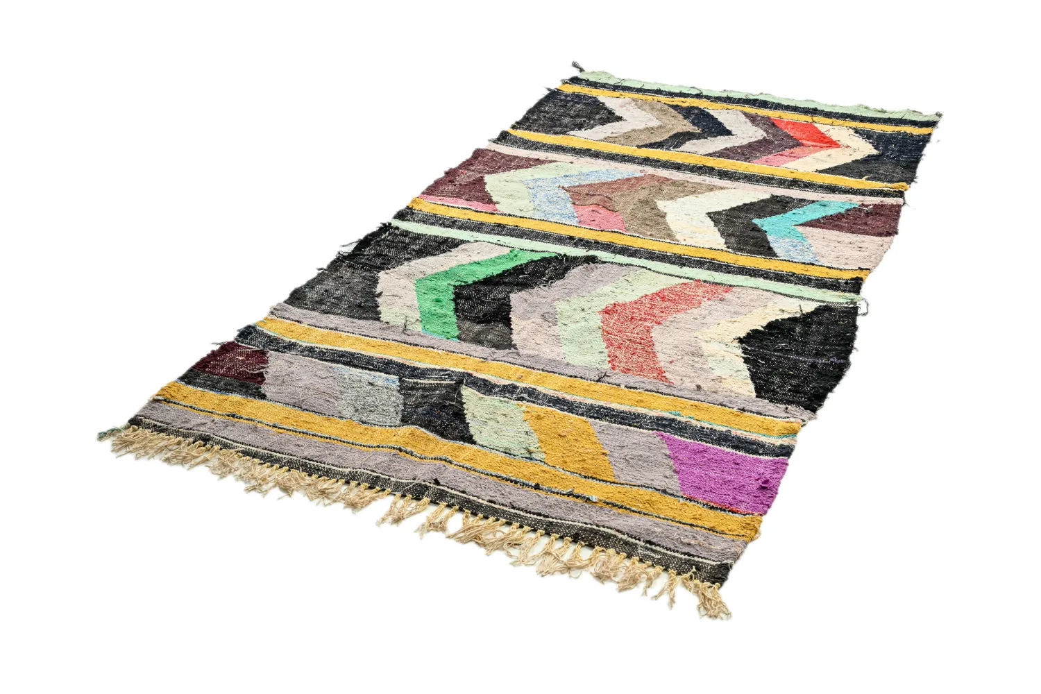 Marokkolainen Kilim matto Boucherouite 130 x 260 cm