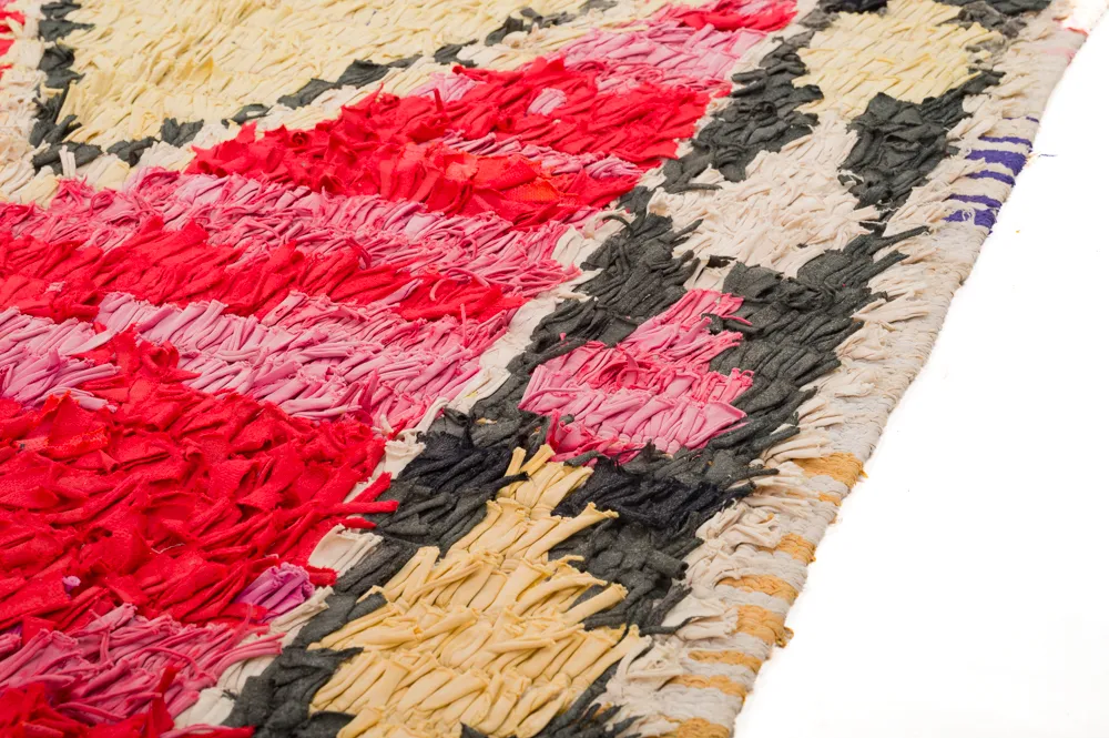 Marokkolainen Kilim matto Boucherouite 390 x 150 cm