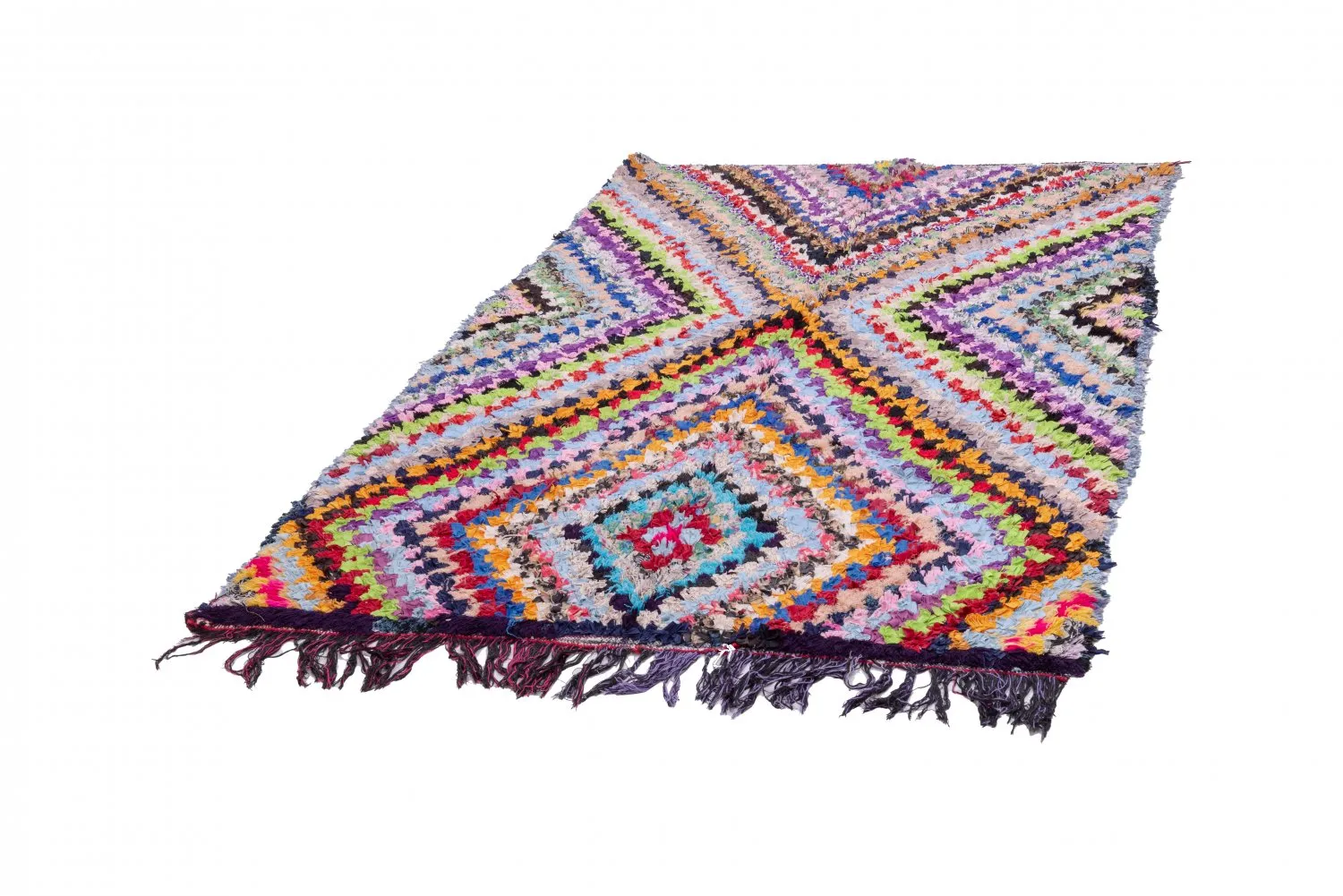 Marokkolainen Kilim matto Boucherouite 225 x 140 cm