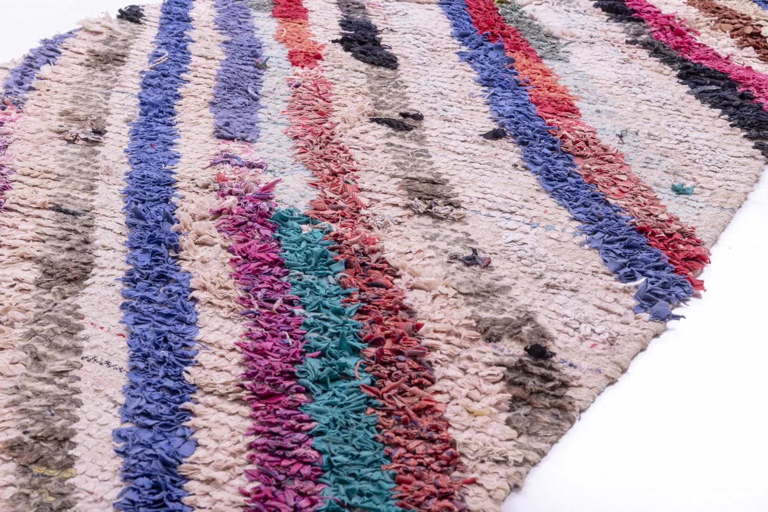 Marokkolainen Kilim matto Boucherouite 250 x 100 cm