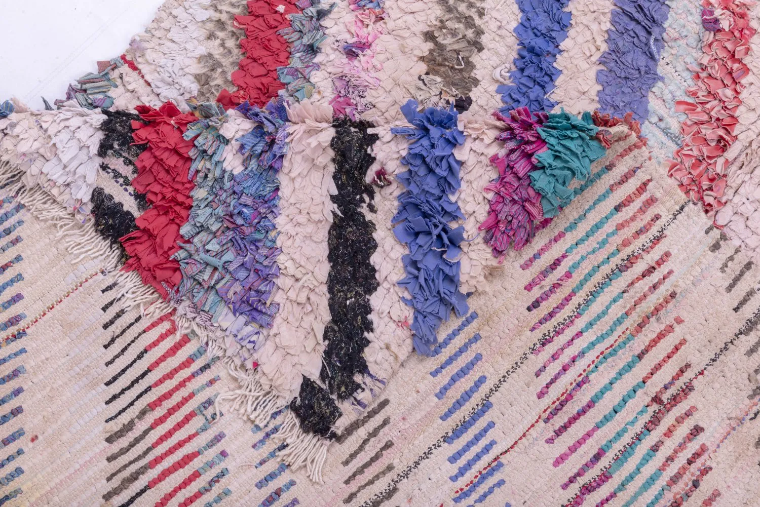 Marokkolainen Kilim matto Boucherouite 250 x 100 cm