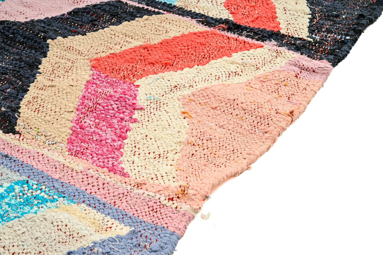 Marokkolainen Kilim matto Boucherouite 130 x 290 cm