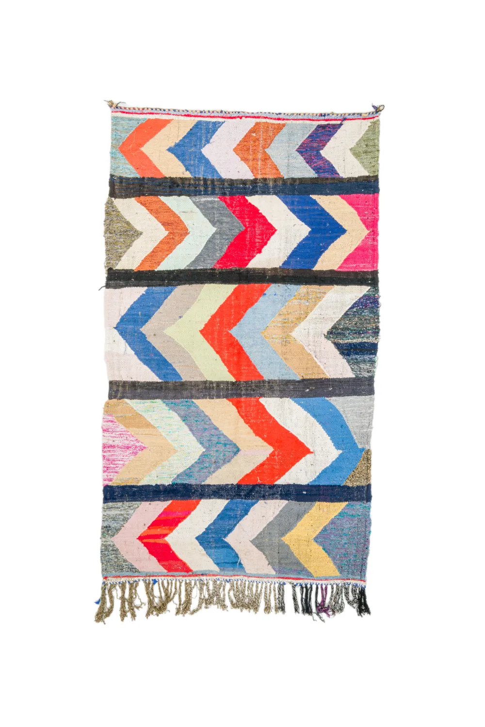 Marokkolainen Kilim matto Boucherouite 135 x 250 cm