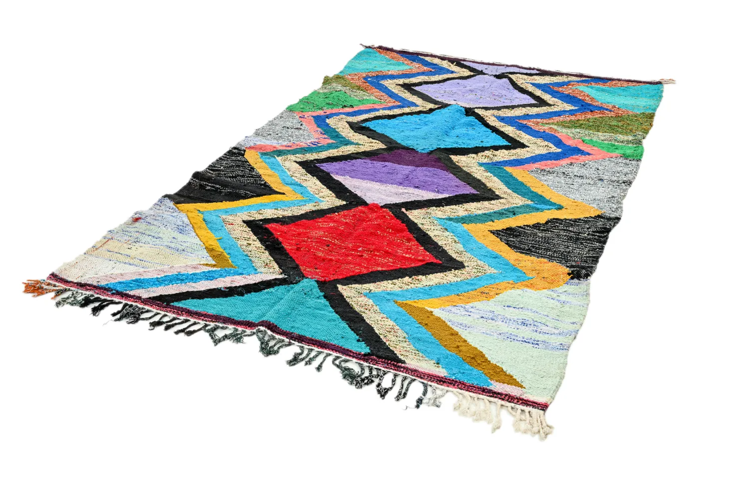 Marokkolainen Kilim matto Boucherouite 140 x 235 cm