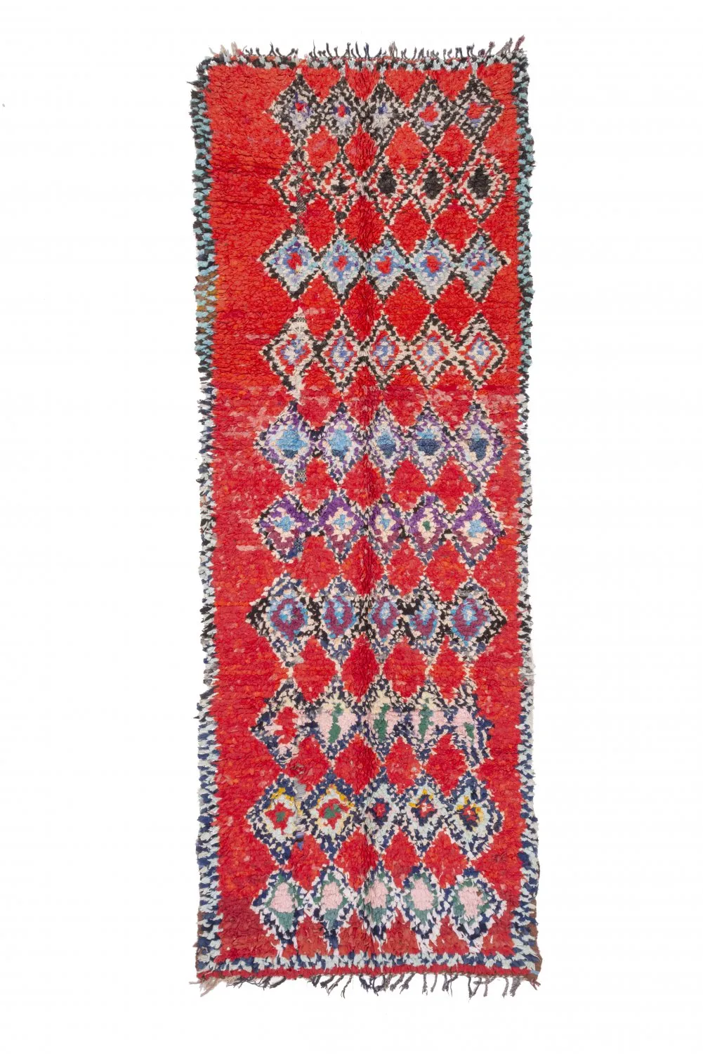 Marokkolainen Kilim matto Boucherouite 295 x 110 cm