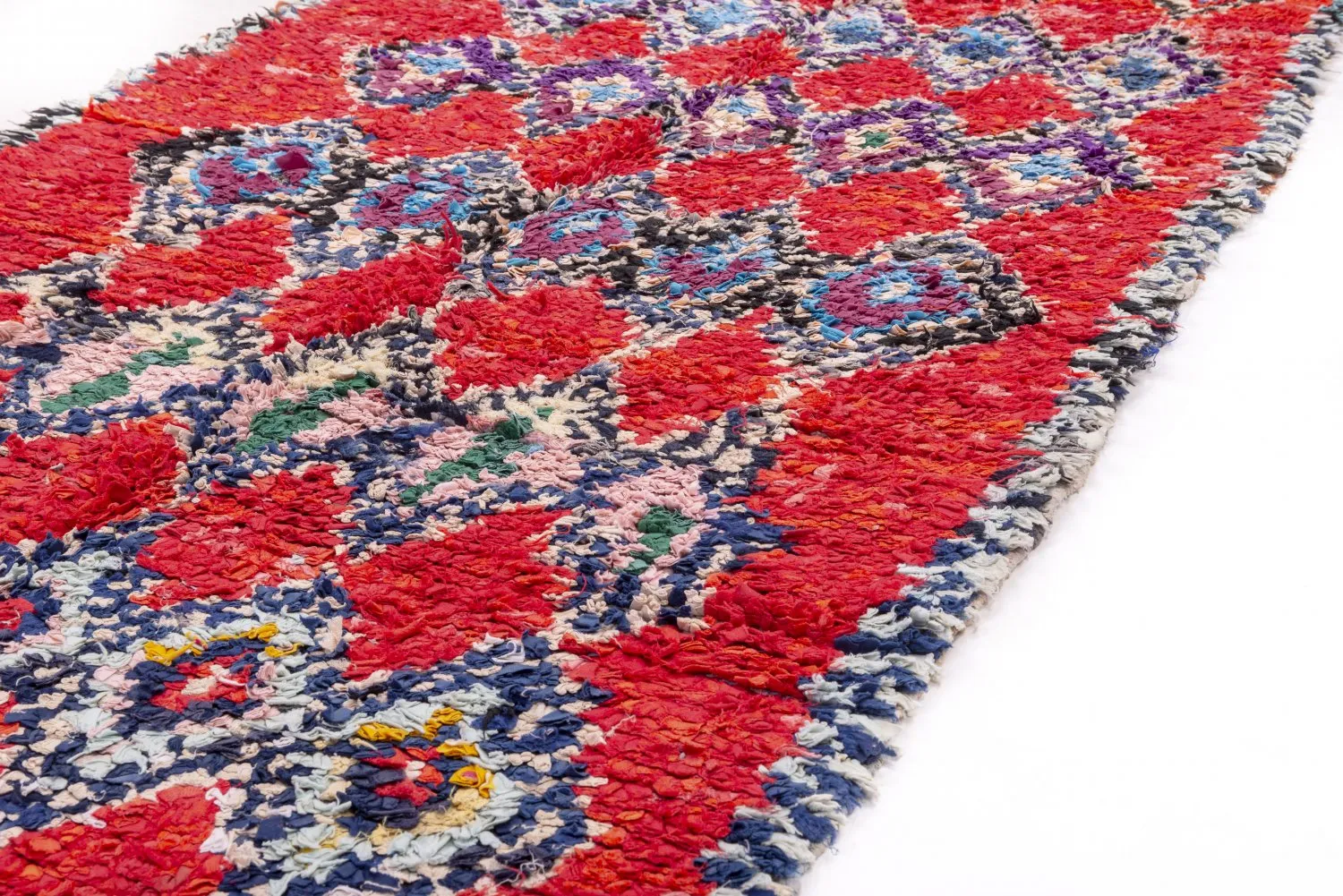 Marokkolainen Kilim matto Boucherouite 295 x 110 cm