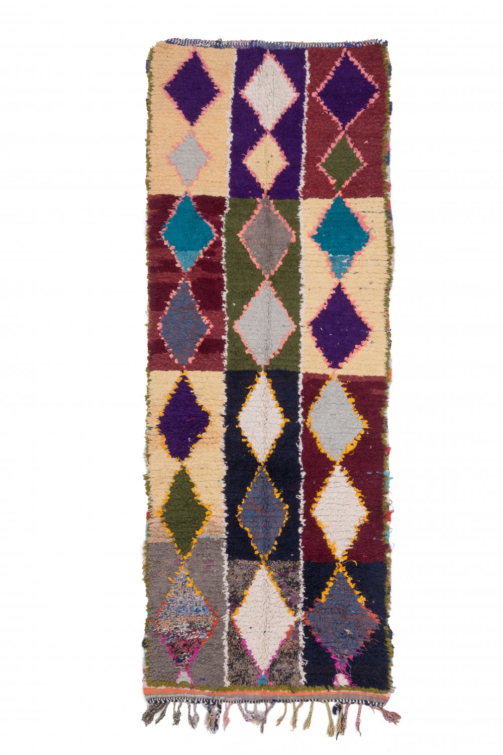 Marokkolainen Kilim matto Boucherouite 300 x 110 cm