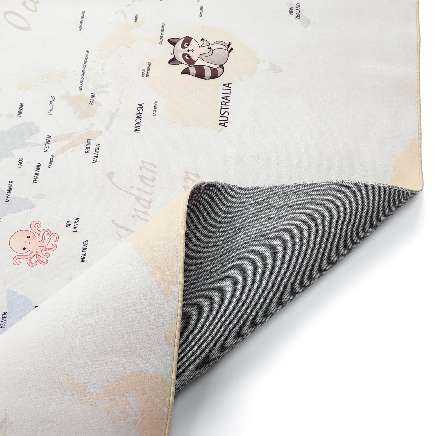 Lastenmatto - Animal Map (beige)