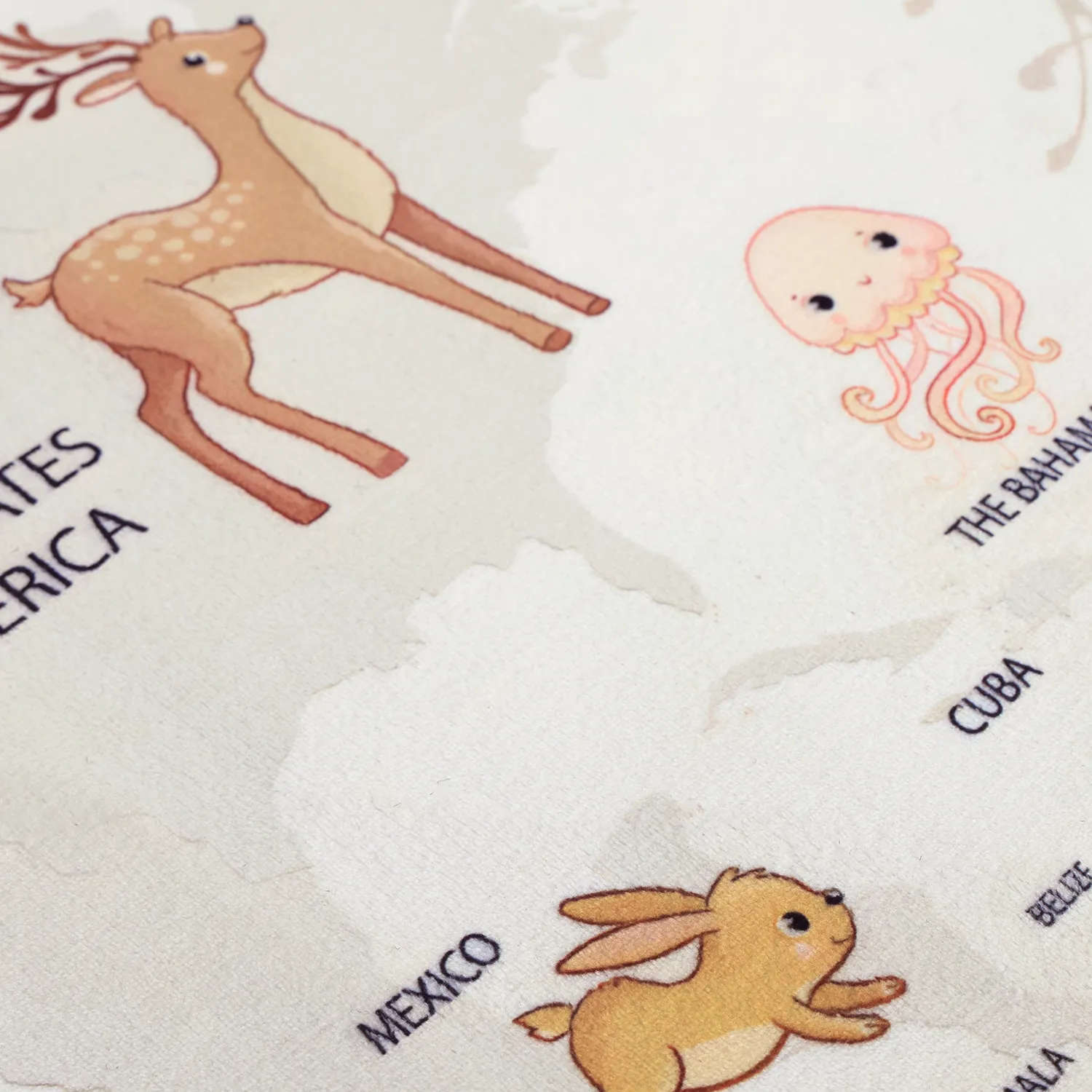 Lastenmatto - Animal Map (beige)