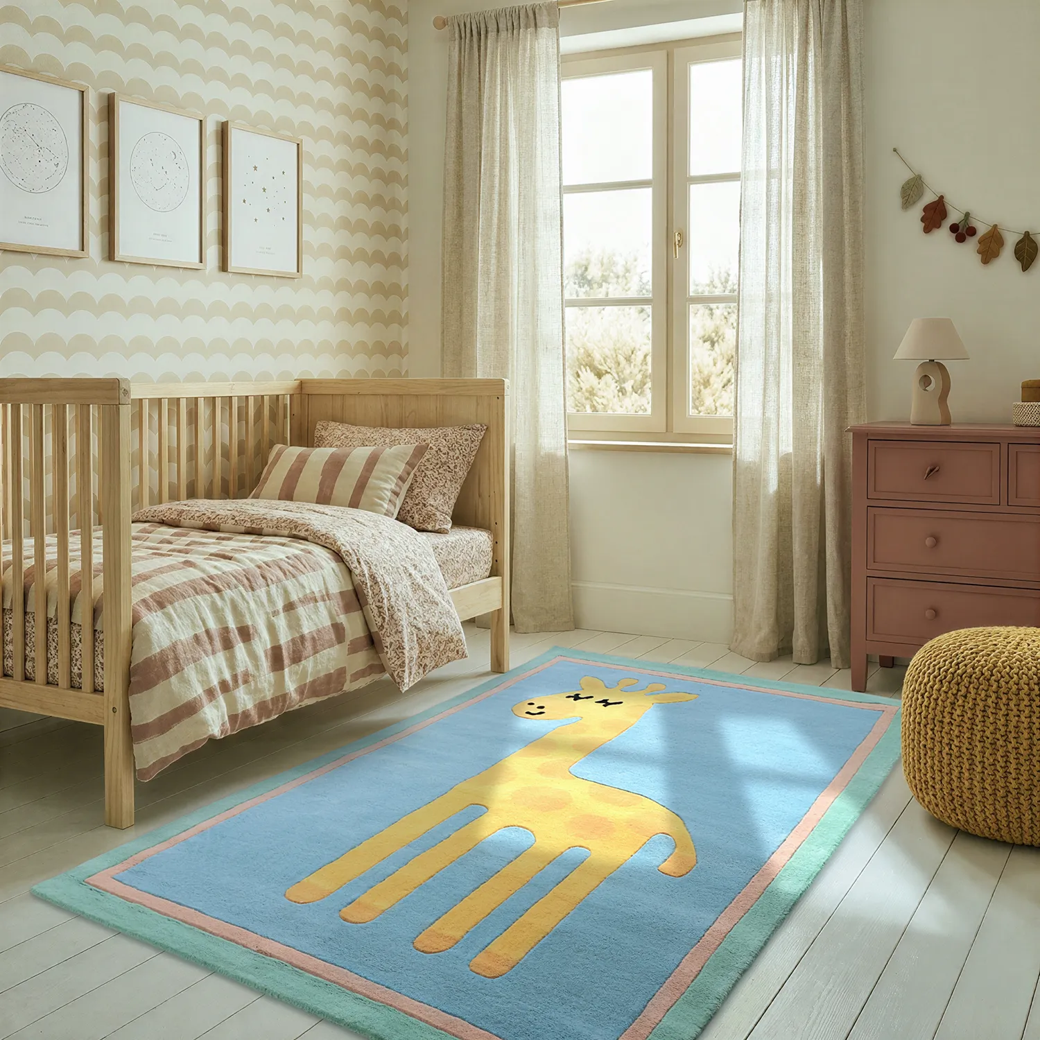 Lastenmatto - Giraffe Hand Tufted Wool Premium (vaaleansininen/multi)