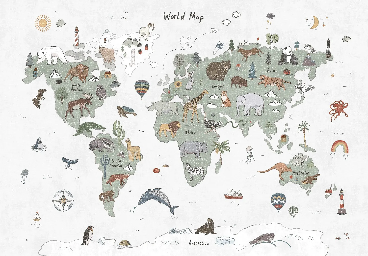 Lastenmatto - Kids World Map (vihreä)