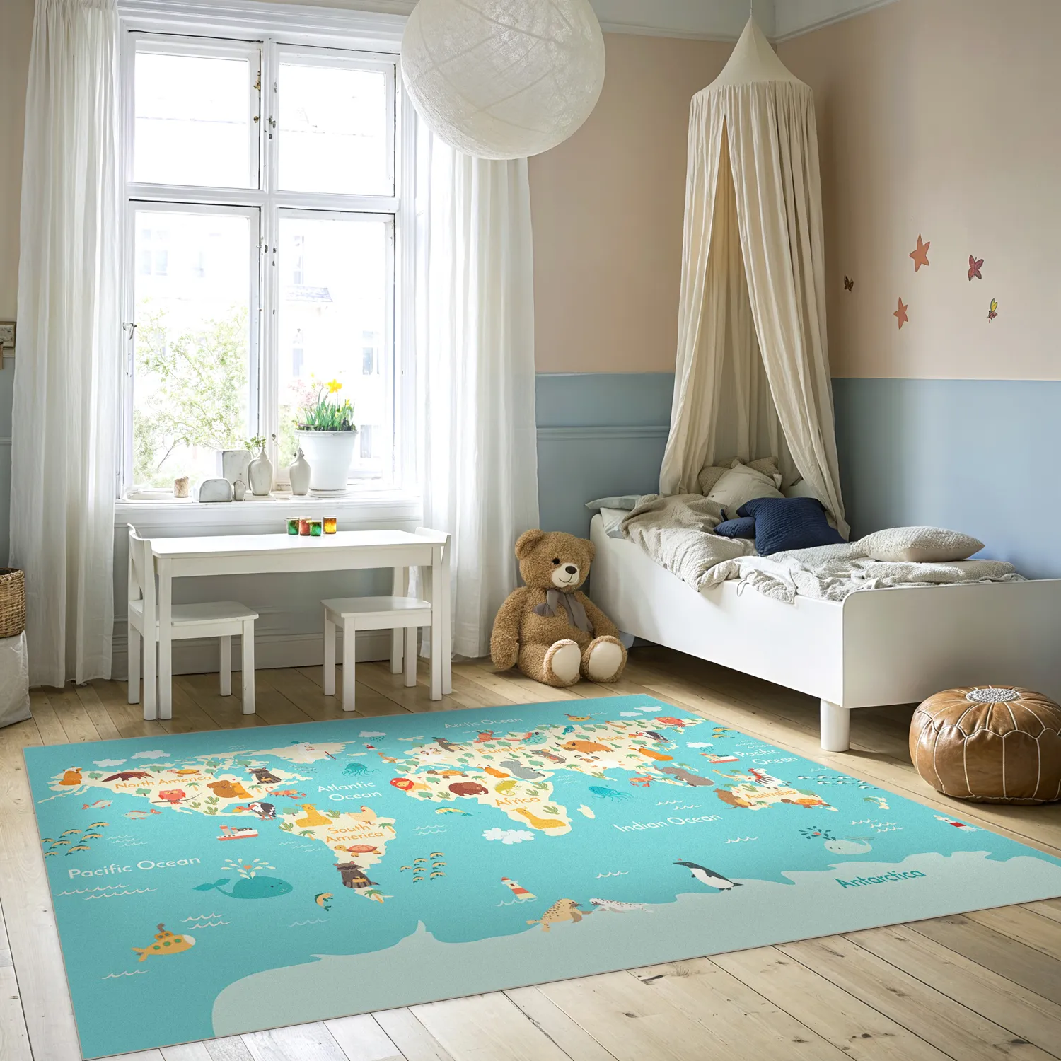 Lastenmatto - World Map (sininen/multi)