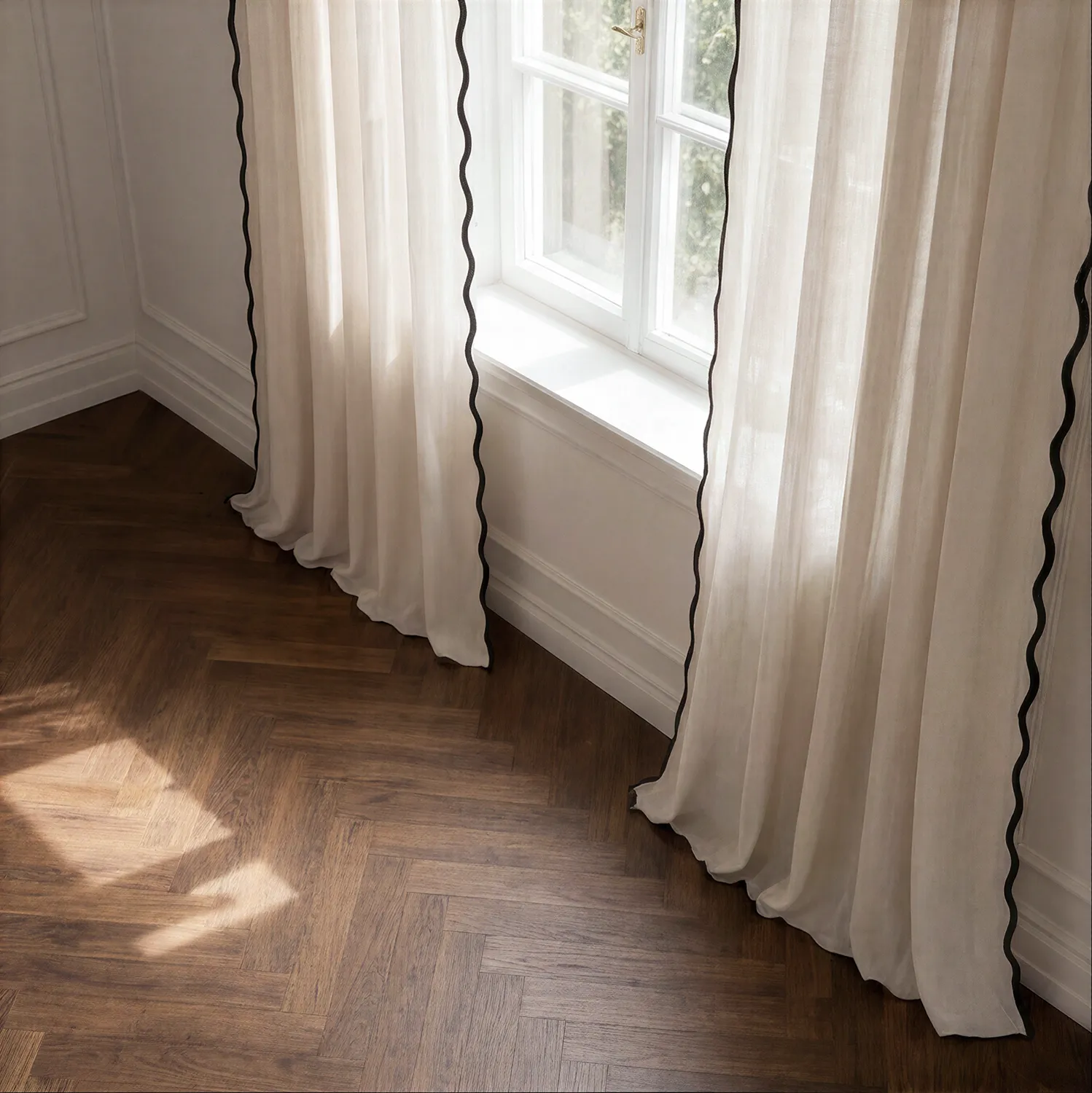 Verhot 2 kpl - Puuvillaverho Yrsa (vaalea beige)