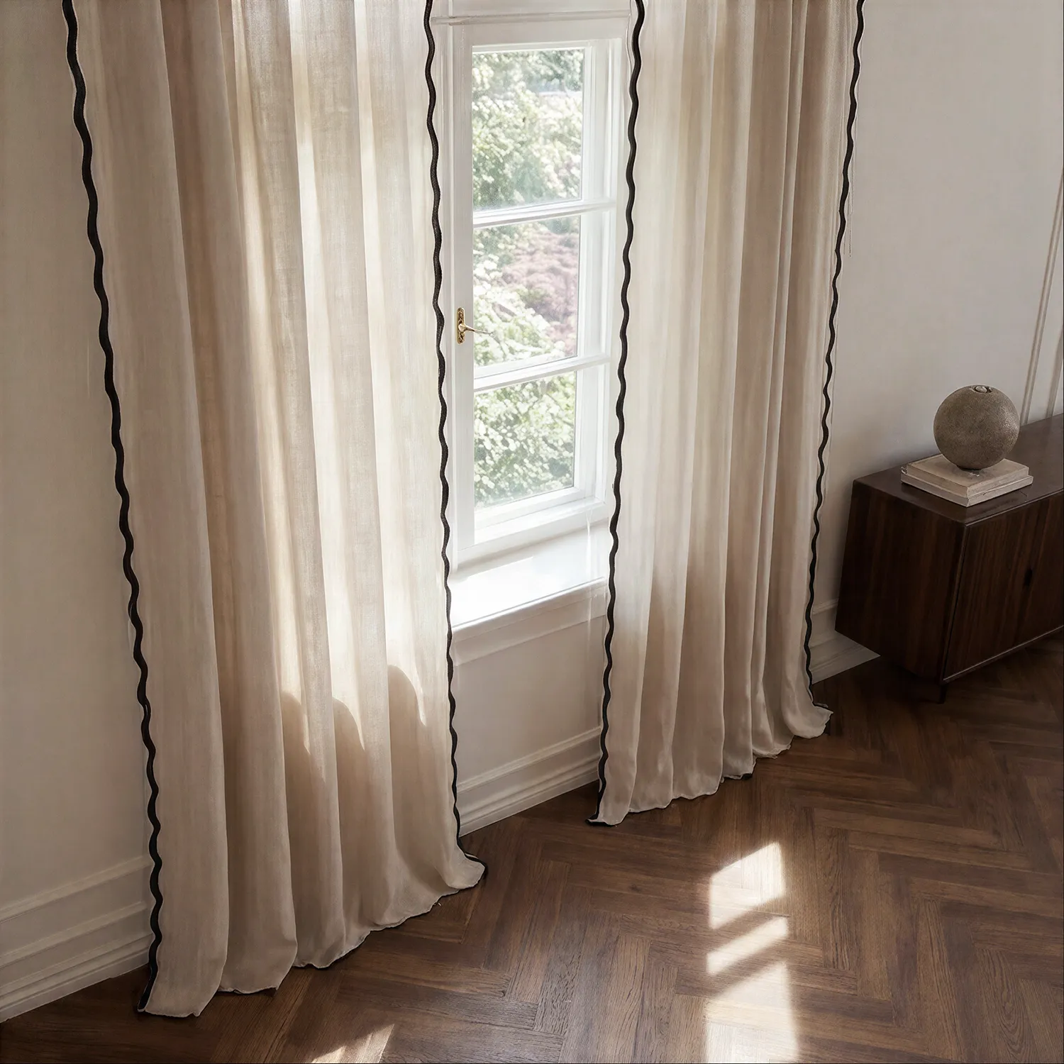 Verhot 2 kpl - Puuvillaverho Yrsa (vaalea beige)