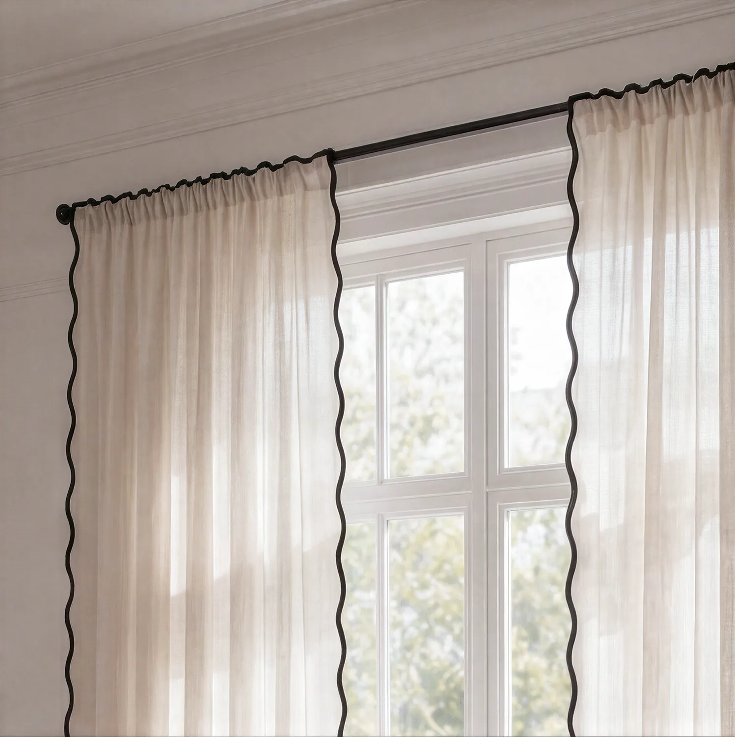 Verhot 2 kpl - Puuvillaverho Yrsa (vaalea beige)