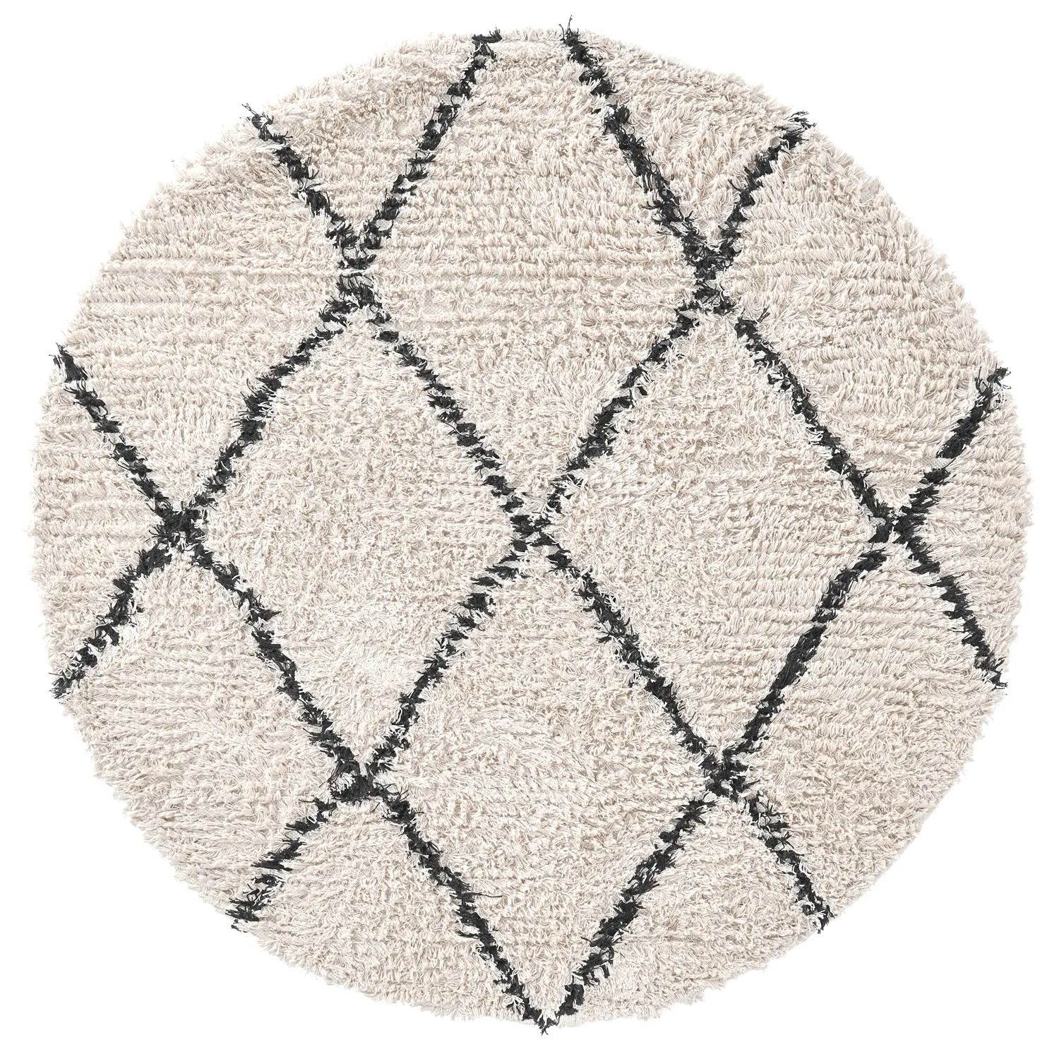 Pyöreät matot - Alcott Natural Cotton Shaggy (musta/valkoinen)
