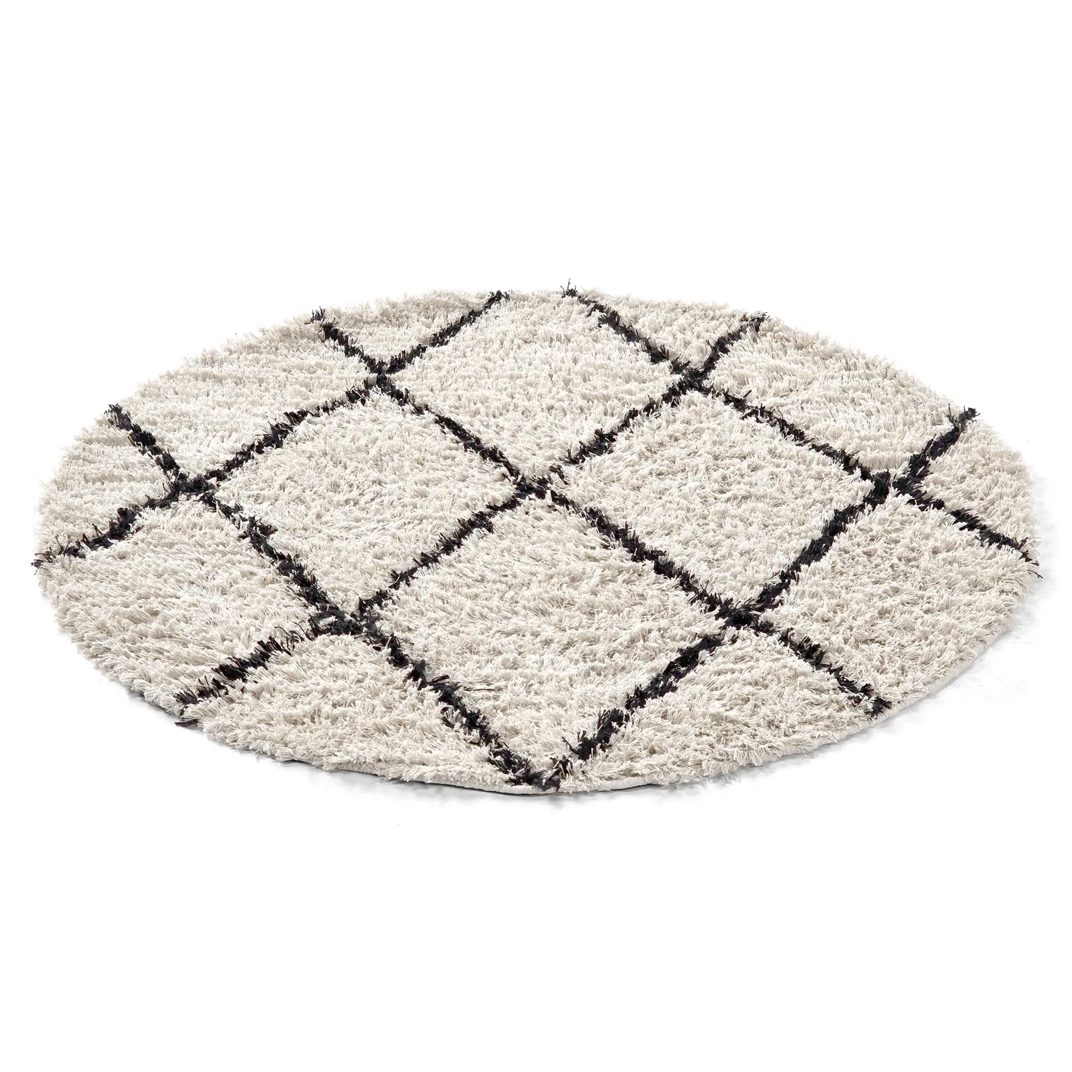Pyöreät matot - Alcott Natural Cotton Shaggy (musta/valkoinen)