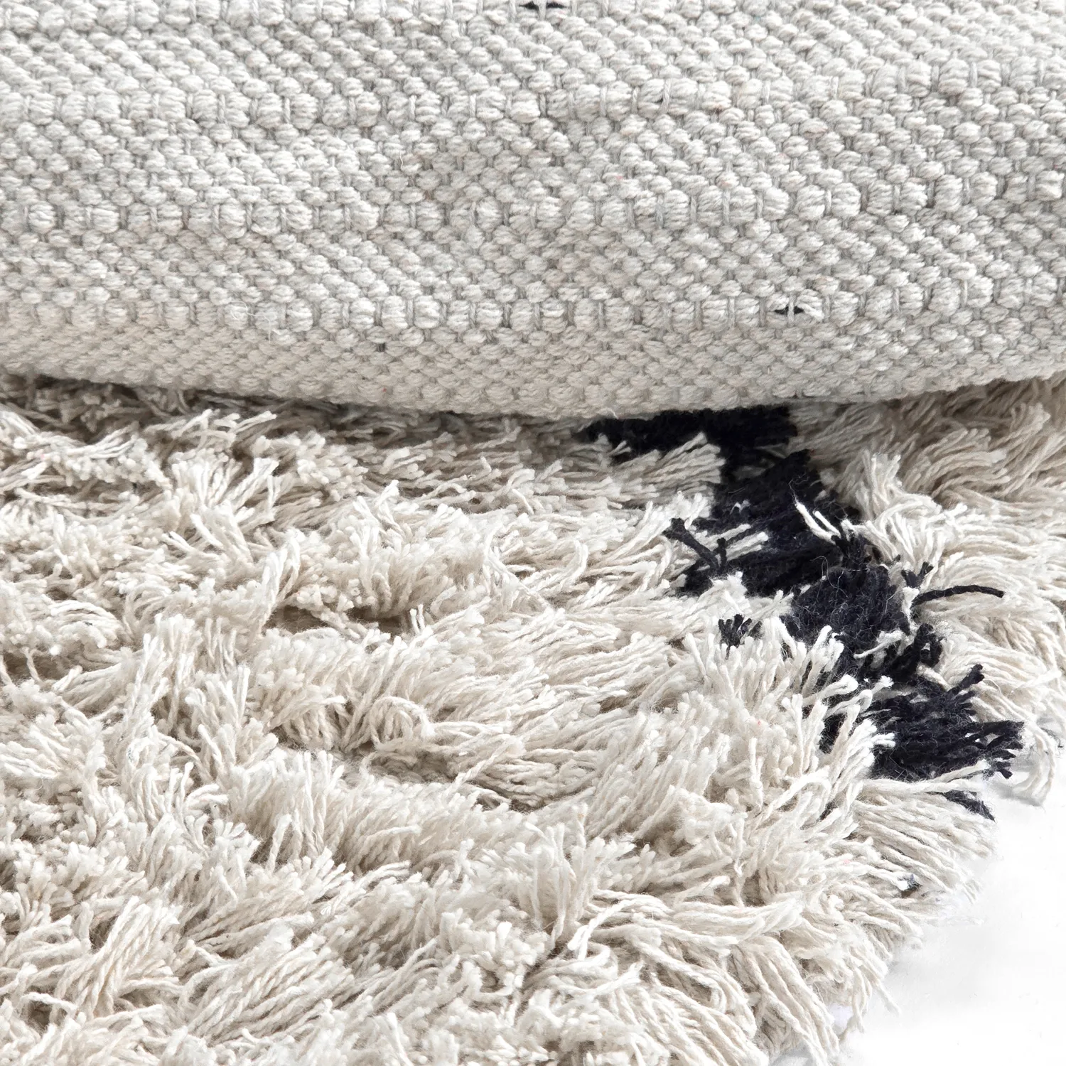 Pyöreät matot - Alcott Natural Cotton Shaggy (musta/valkoinen)