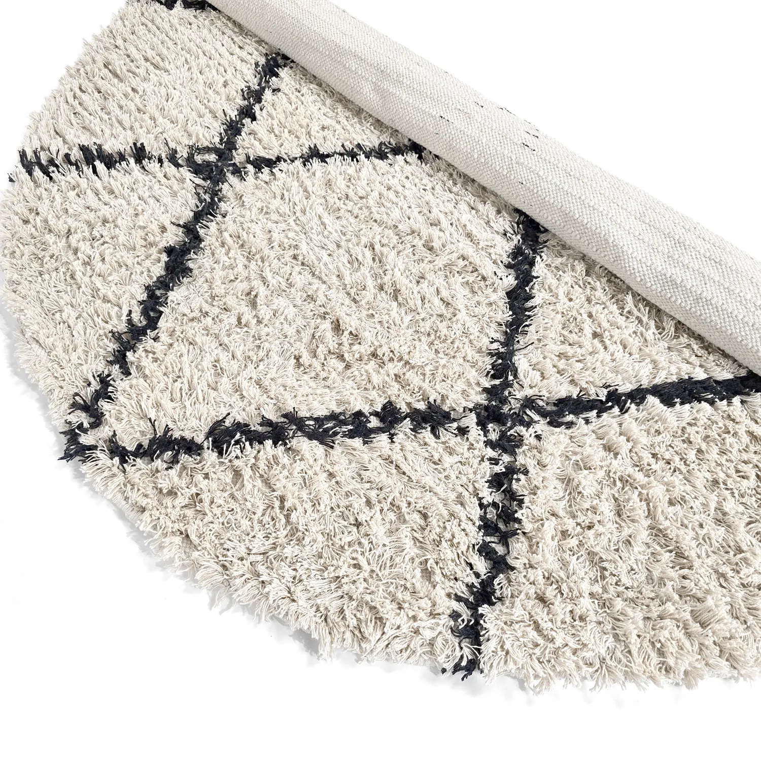 Pyöreät matot - Alcott Natural Cotton Shaggy (musta/valkoinen)