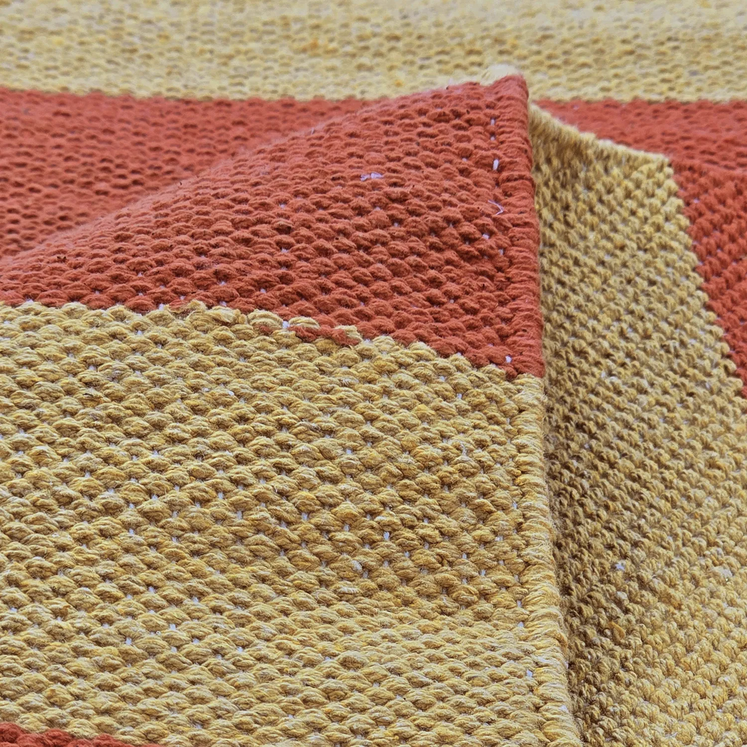 Puuvilla matto - Nilo (sinapinkeltainen/terrakotta)