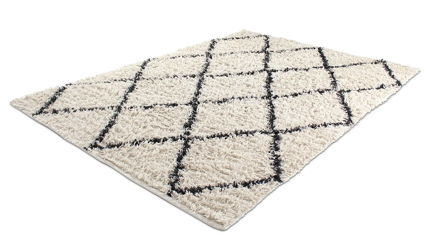 Ryijymatot - Alcott Natural Cotton Shaggy (musta/valkoinen)