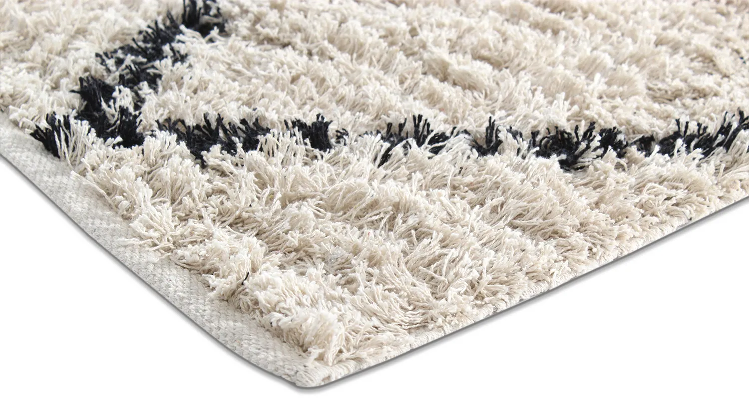 Ryijymatot - Alcott Natural Cotton Shaggy (musta/valkoinen)