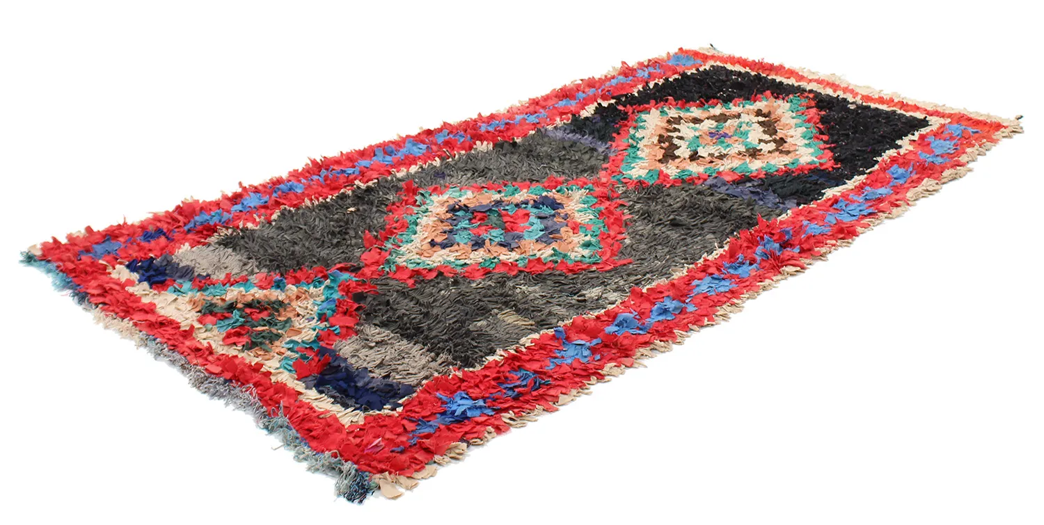 Marokkolainen Kilim matto Boucherouite 245 x 110 cm