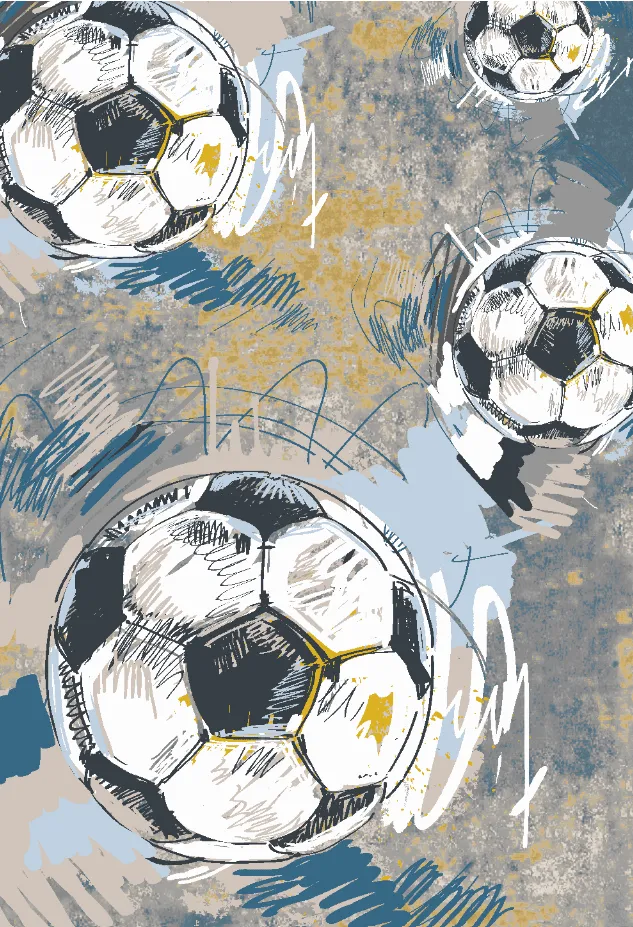 Lastenmatto - Cartoon Footballs (multi)