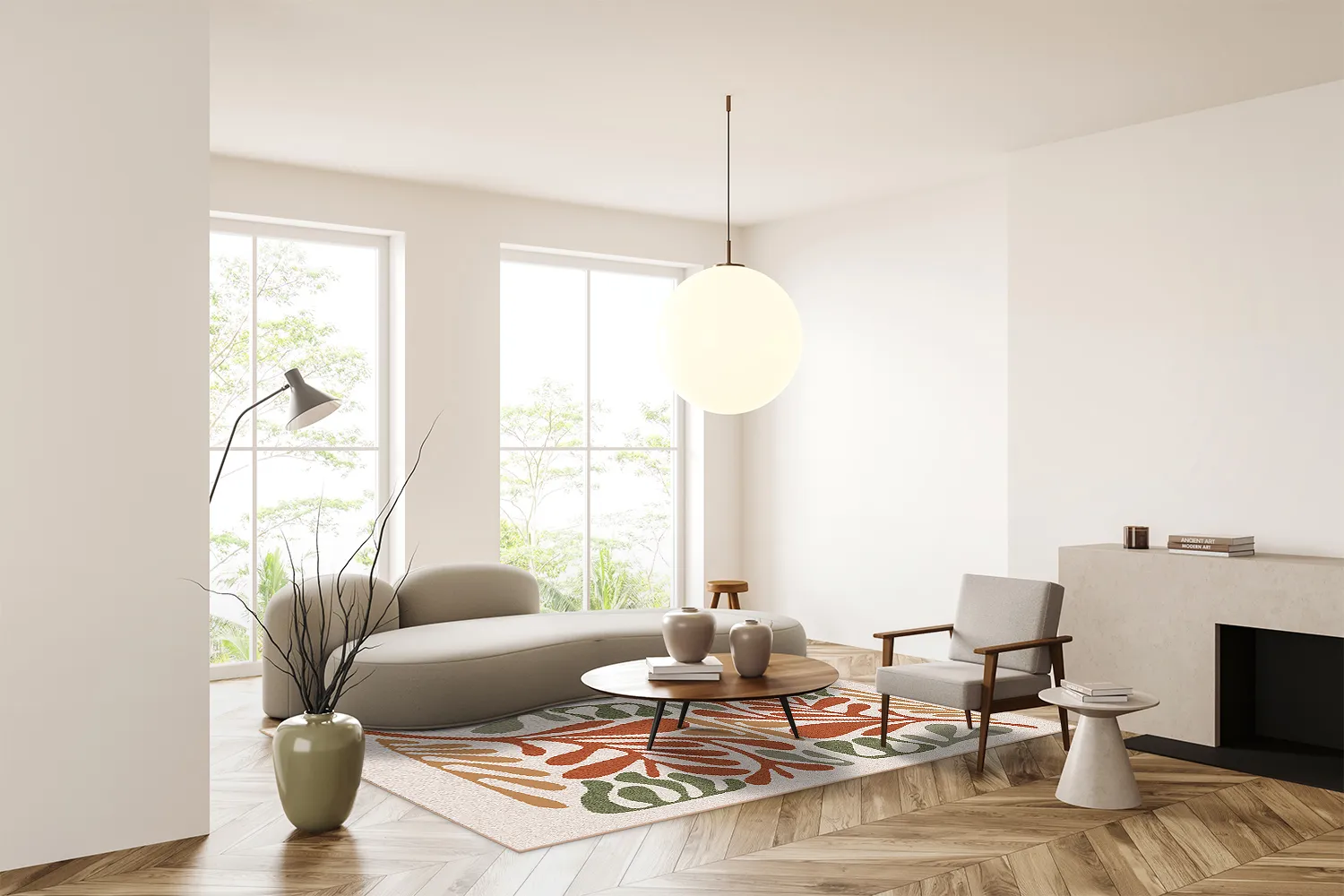 Wilton-matto - Fern (beige/multi)