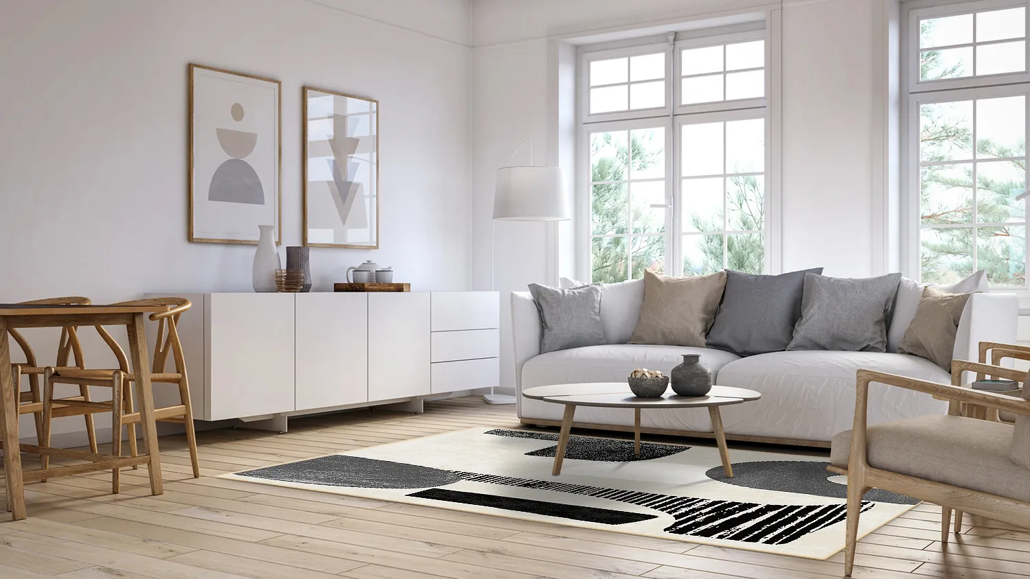 Wilton-matto - Suki (beige/musta)