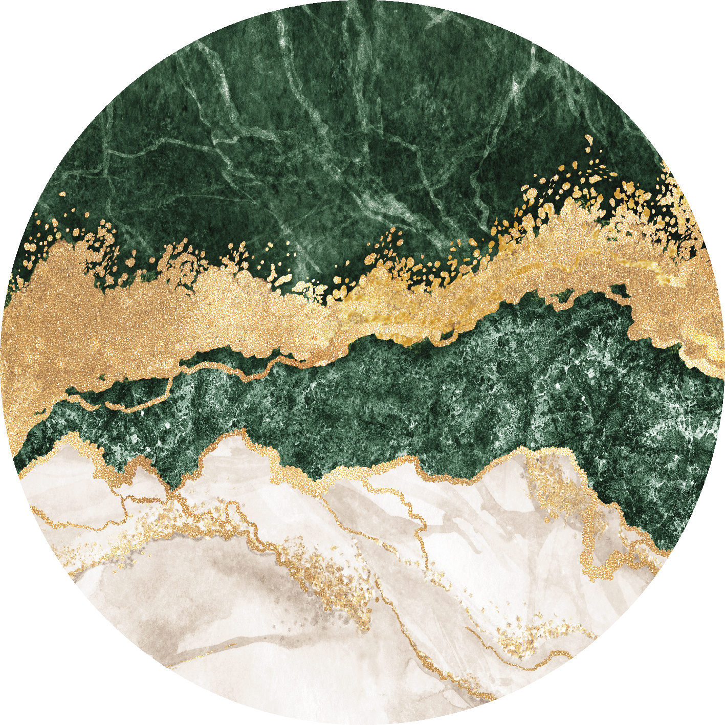 Pyöreät matot - Padova (vihreä/valkoinen/kulta)