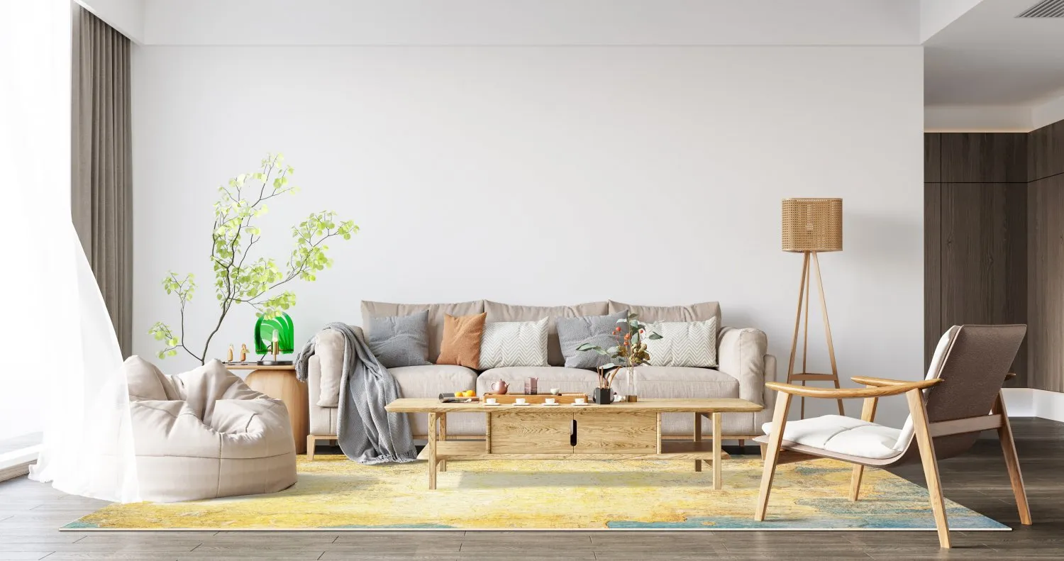 Wilton-matto - Palau (kulta/beige/sininen)