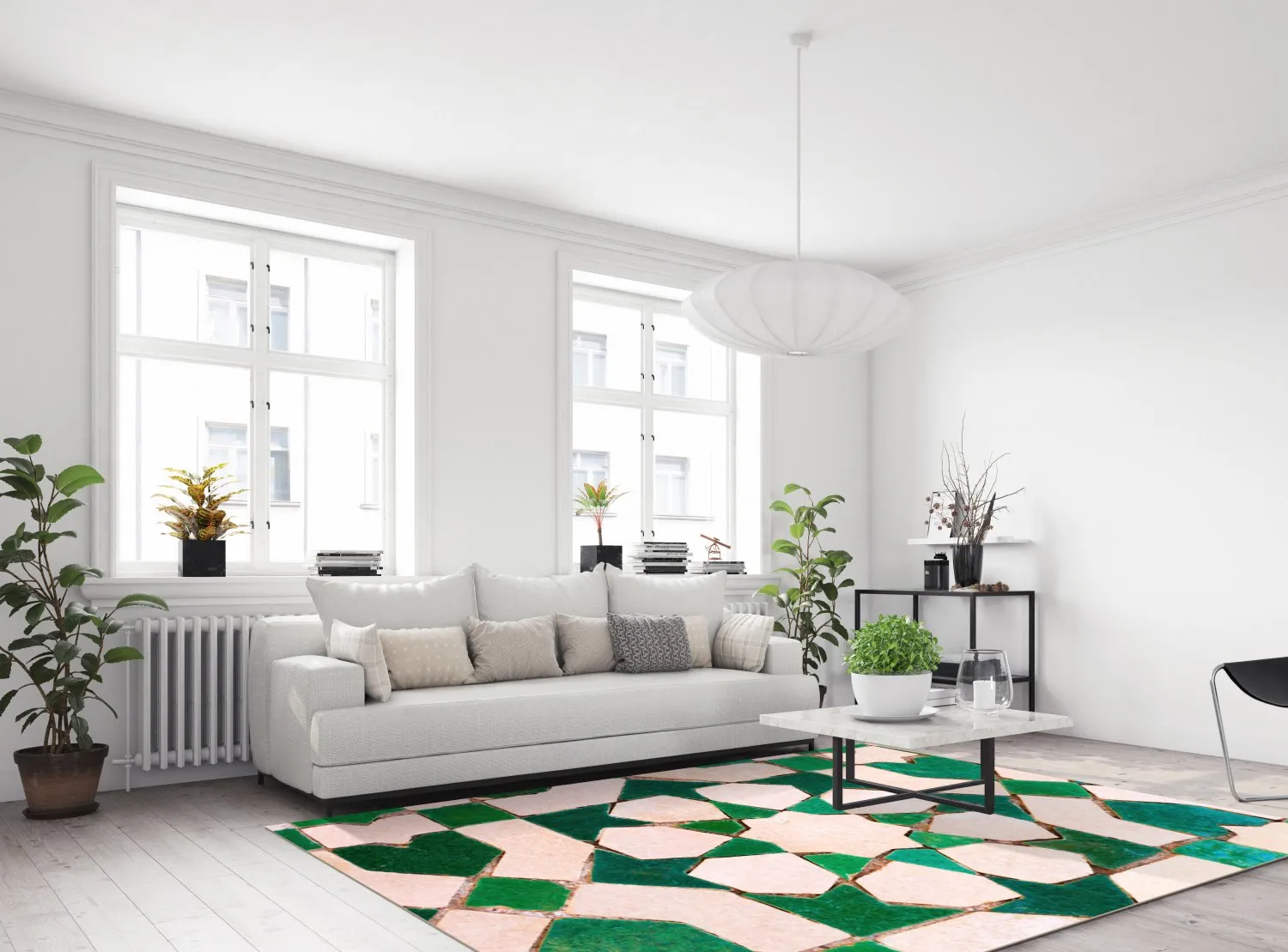 Wilton-matto - Chia (vihreä/beige)