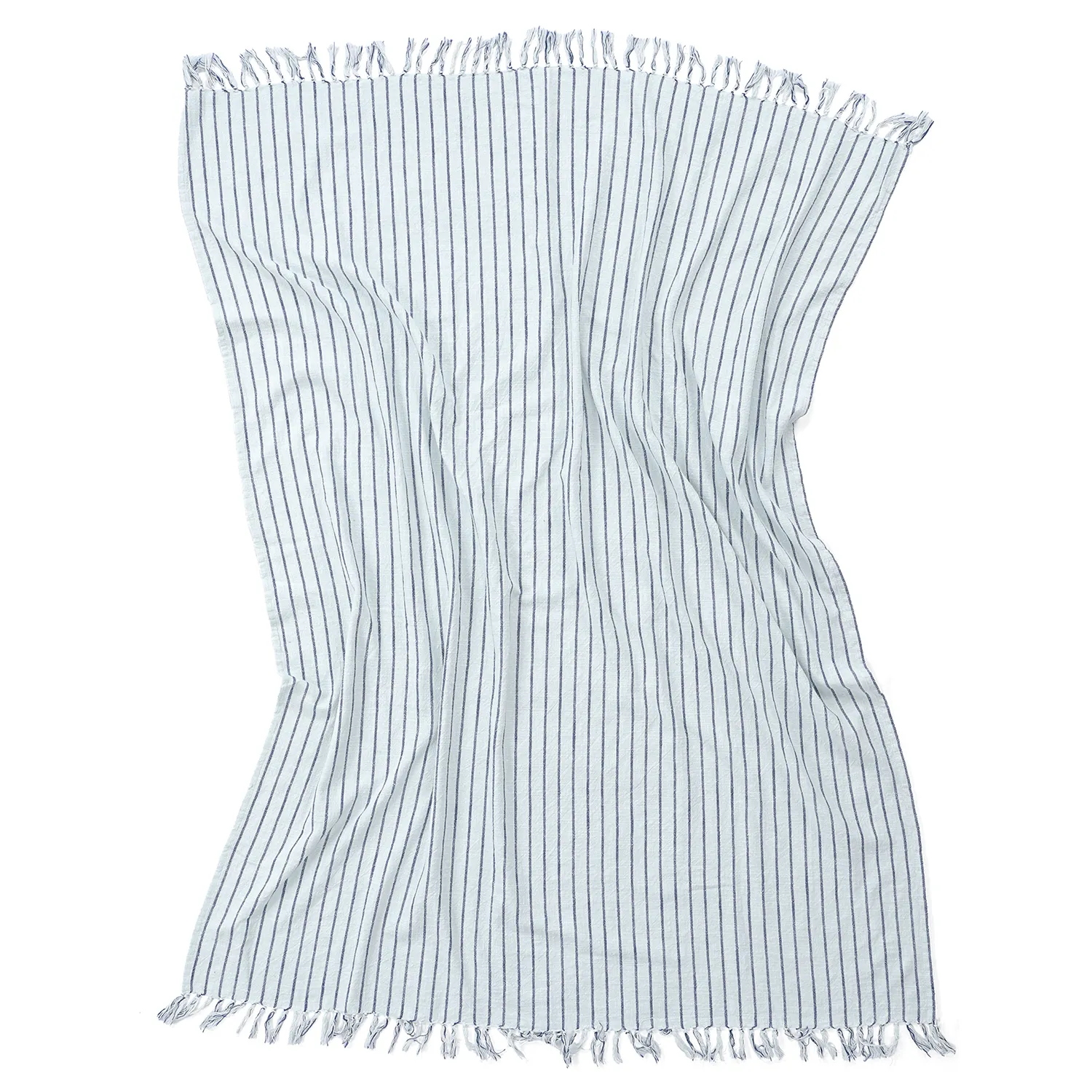 Viltit - Rumi stripe cotton throw (vaaleansininen/tummansininen/kermanvärinen)