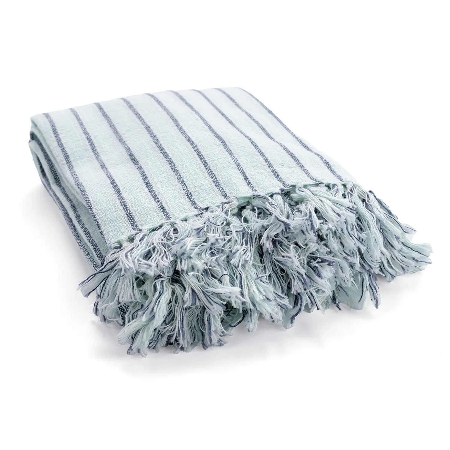 Viltit - Rumi stripe cotton throw (vaaleansininen/tummansininen/kermanvärinen)