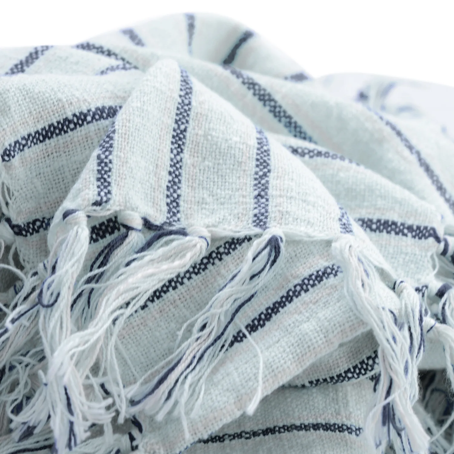 Viltit - Rumi stripe cotton throw (vaaleansininen/tummansininen/kermanvärinen)