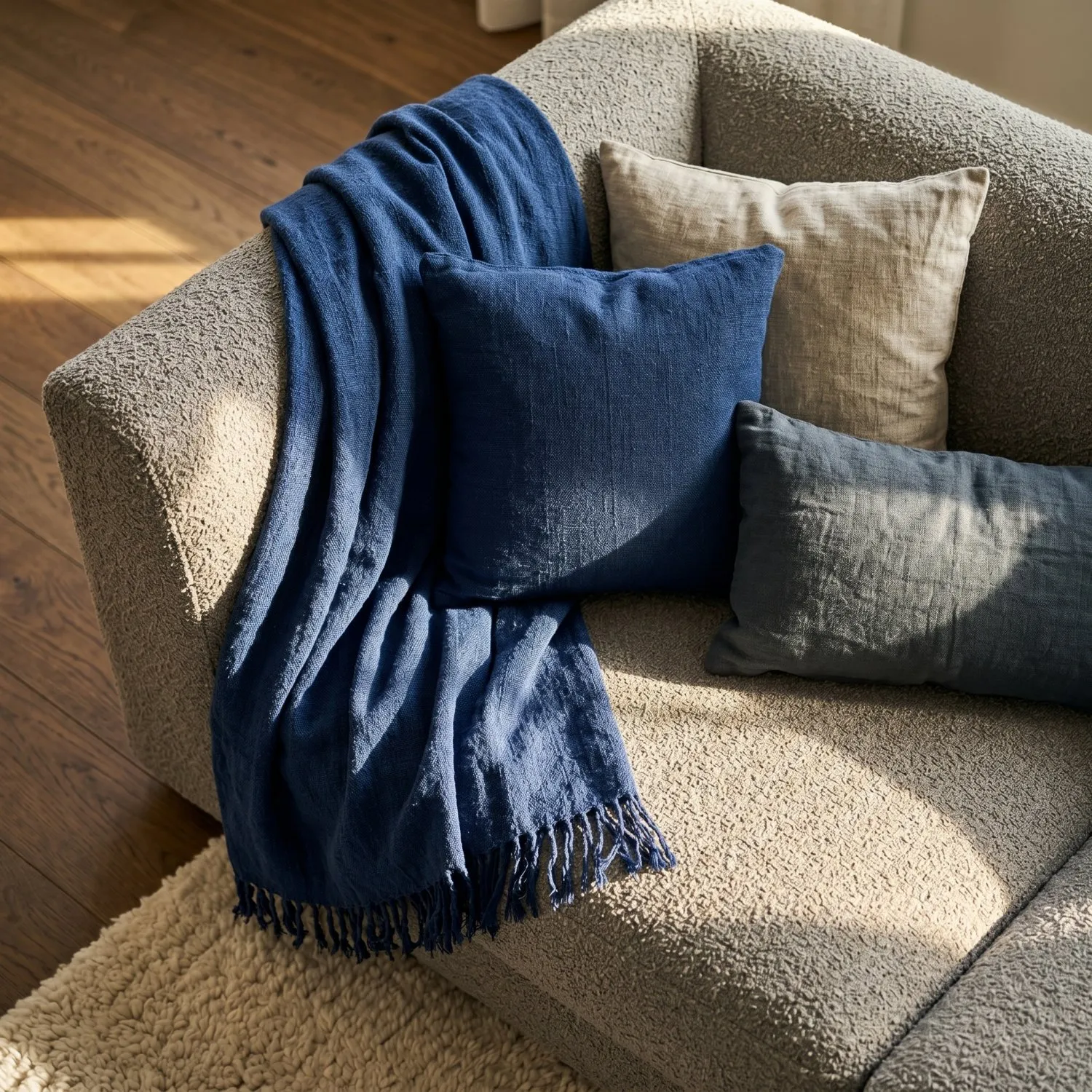 Viltit - Veya cotton throw (tummansininen)