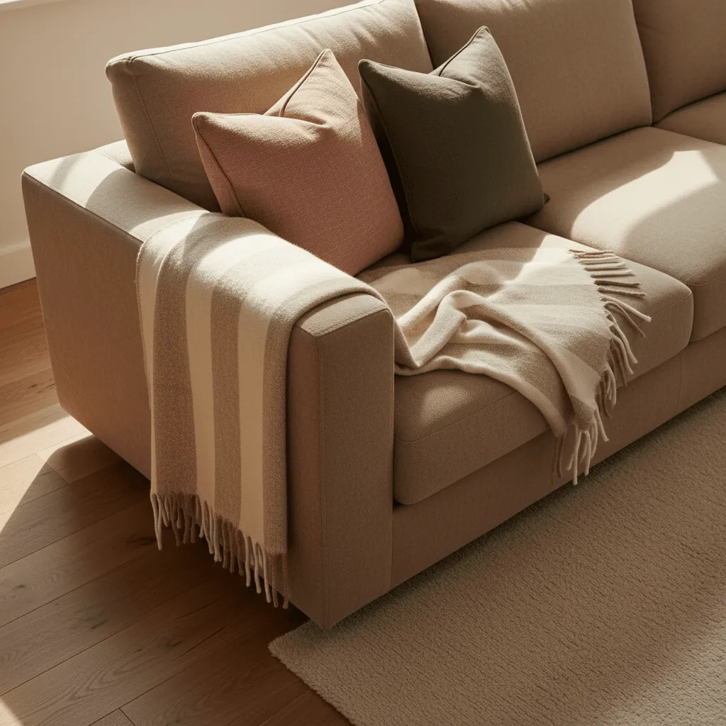 Viltit - Villasekoiteplaid - Beatriz Stripe (beige/valkoinen)