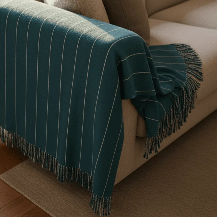 Viltit - Puuvillaplaid - Martina Stripe (sininen/valkoinen)