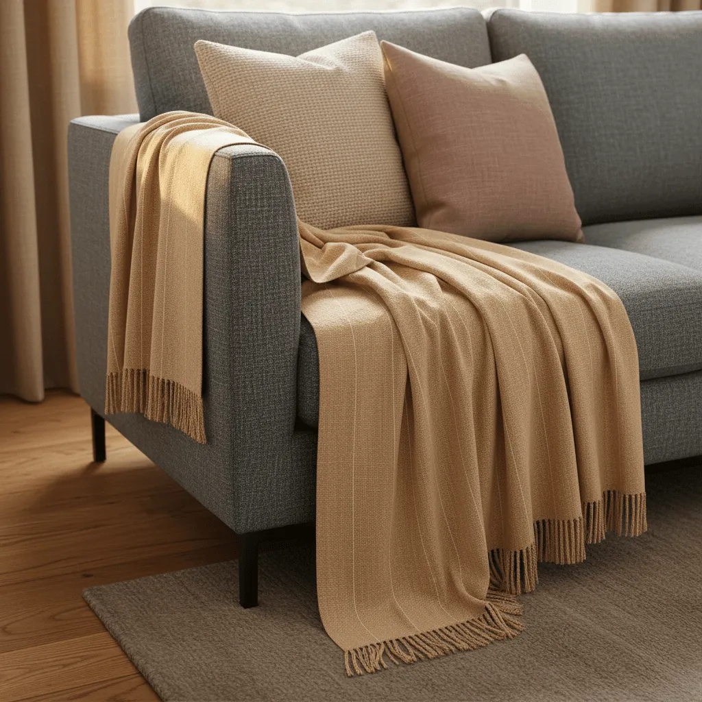 Viltit - Puuvillaplaid - Martina Stripe (beige/valkoinen)