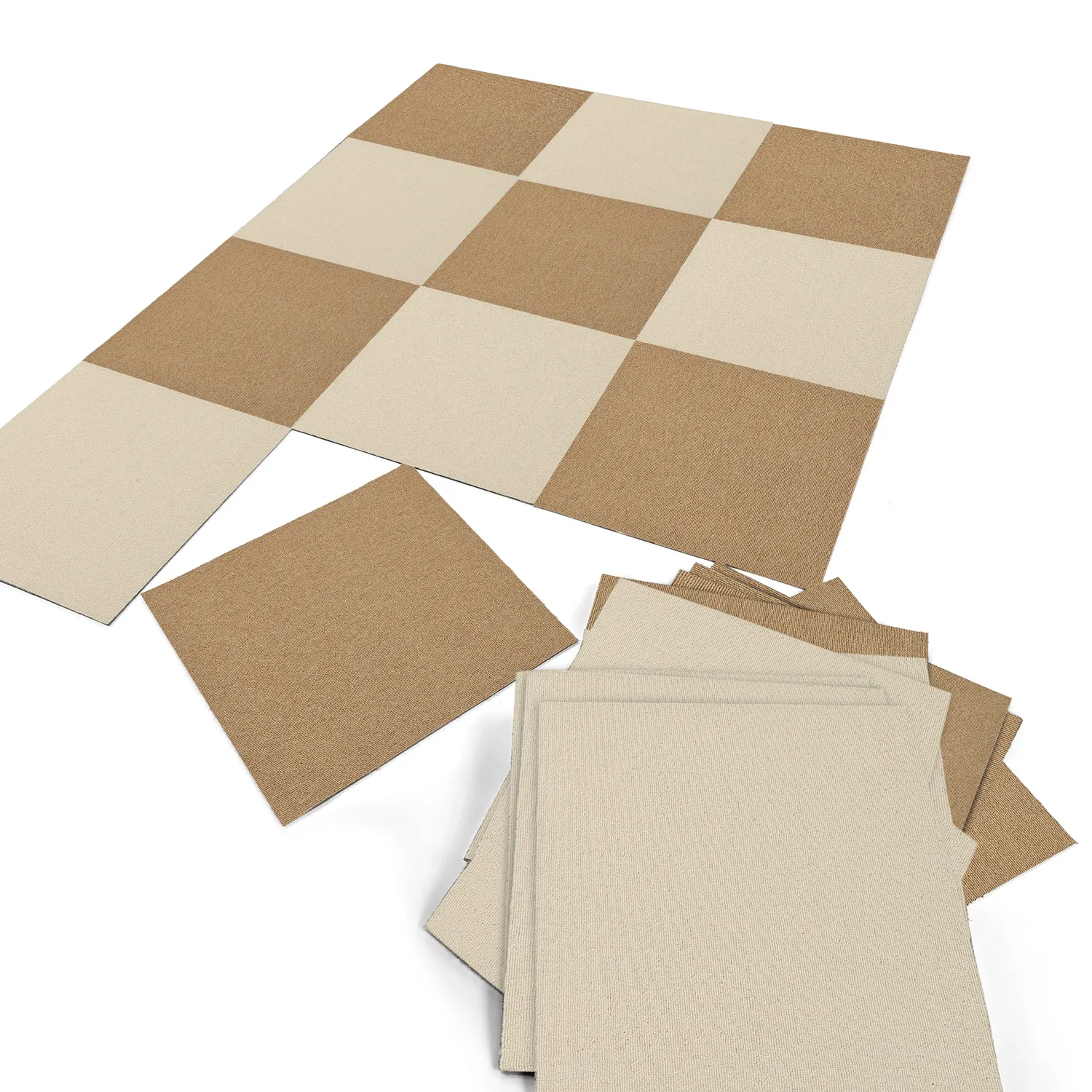 Kokolattiamatto - Almeria Tekstiililaatat 24 kpl (beige)