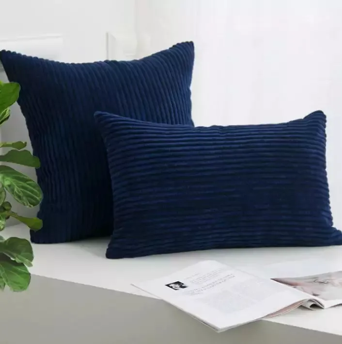 Tyynyliina - Striped Velvet 50 x 50 cm (sininen)
