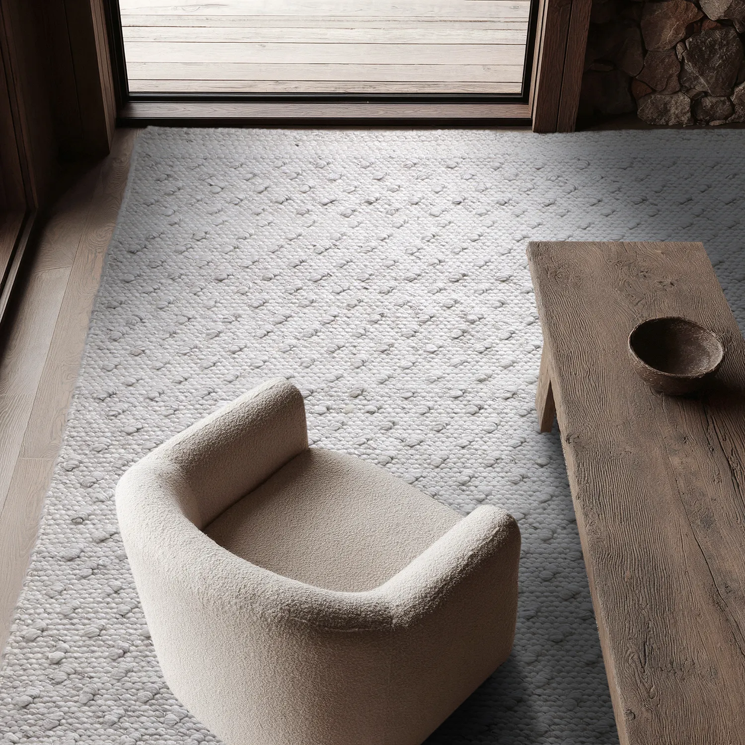 Sisä- ja ulkomatot - Todi Wool Look (harmaa/beige)