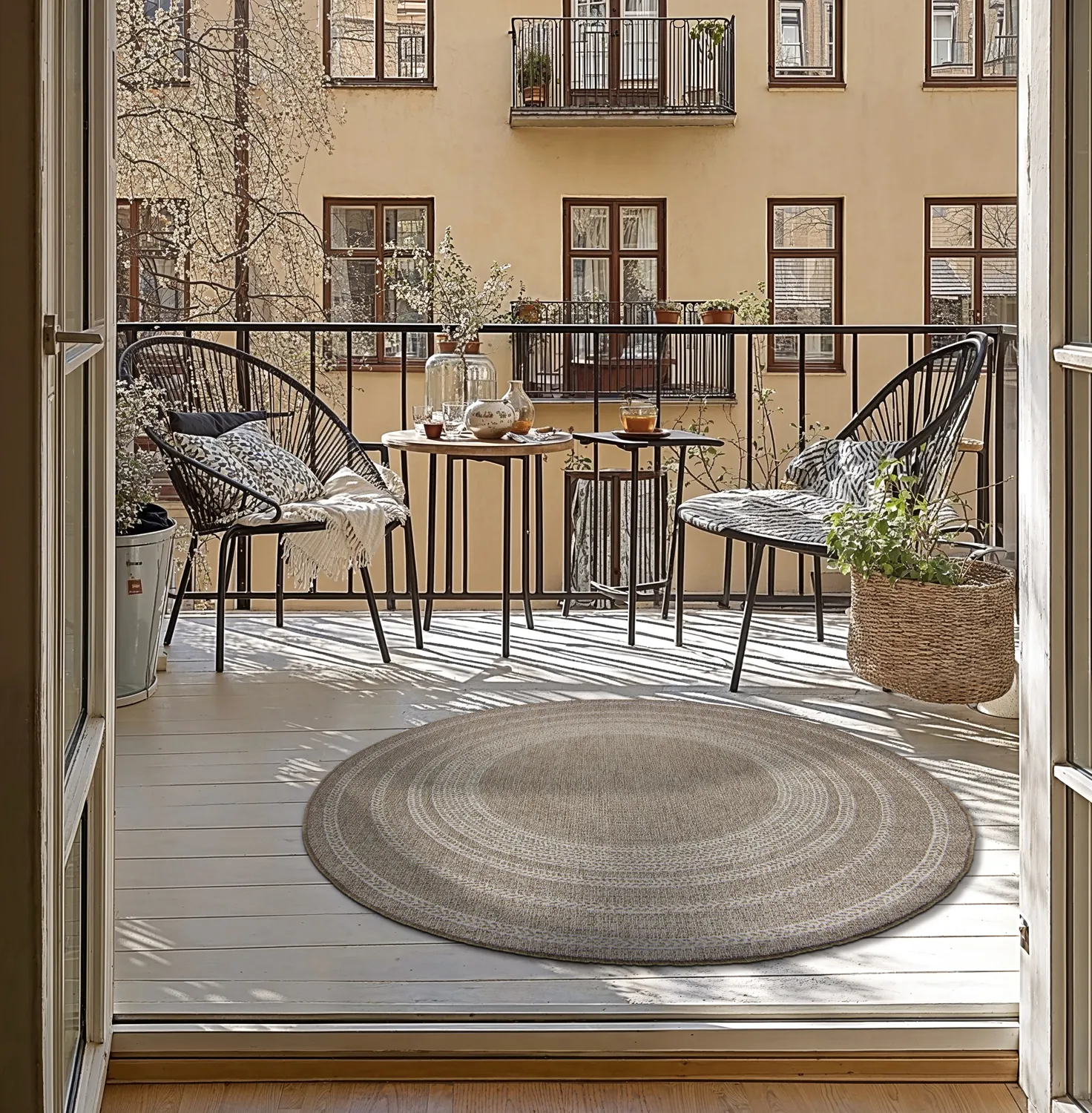 Pyöreä matot - Indoor/Outdoor Angus (beige)