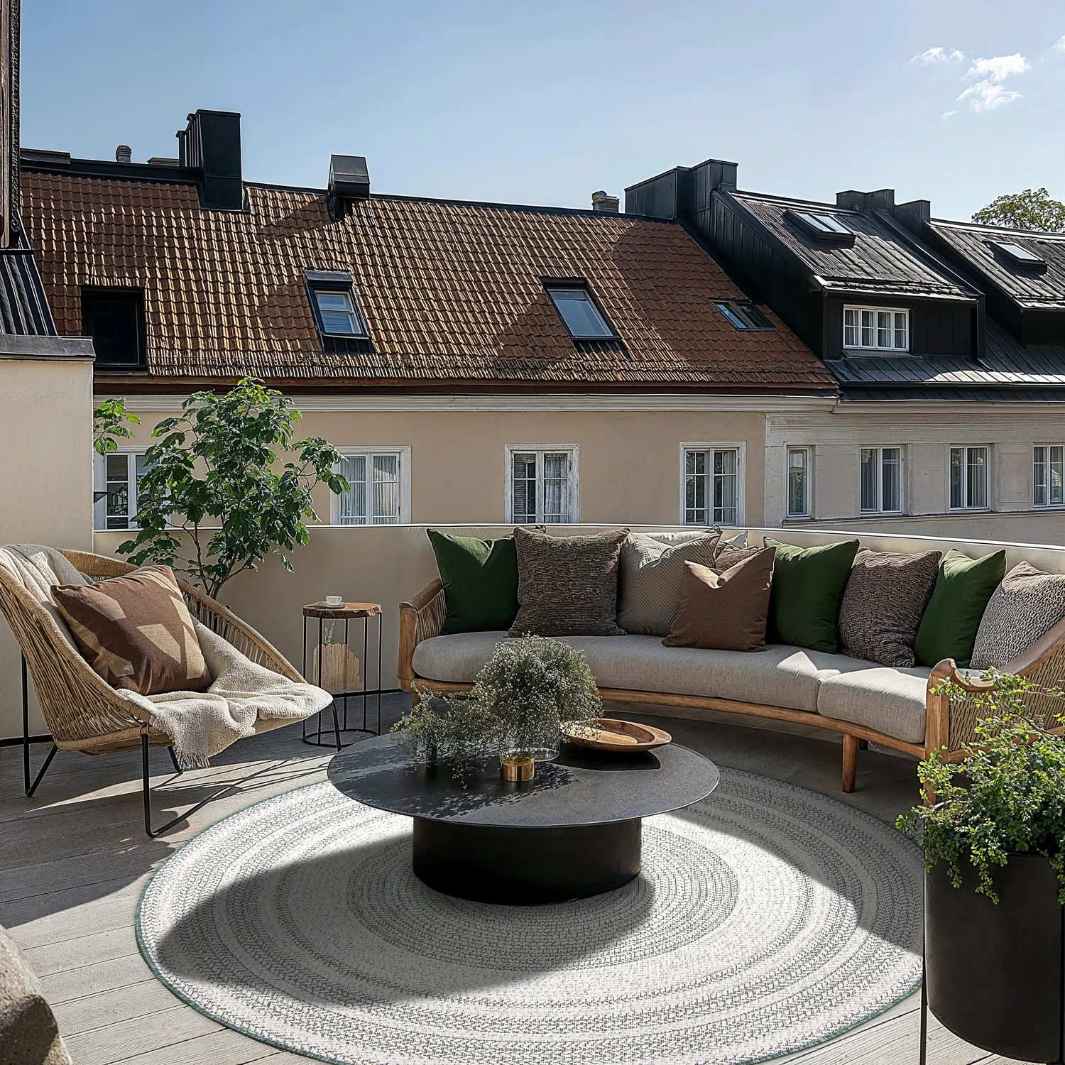 Pyöreä matot - Indoor/Outdoor Angus (vihreä)