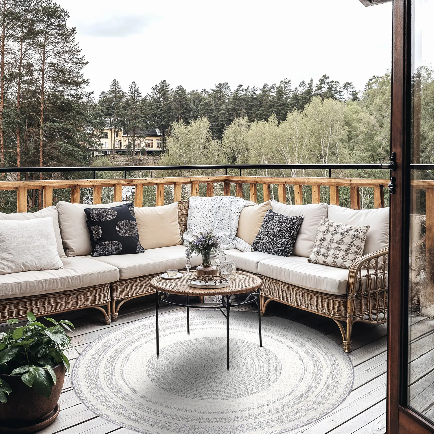Pyöreä matot - Indoor/Outdoor Angus (harmaa)